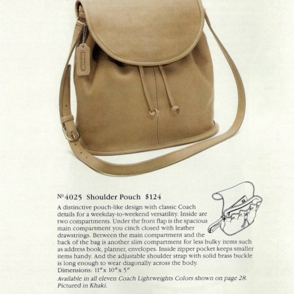 Coach 80’s HTF Glovetanned Leather Drawstring Shoulder Pouch No.4025 - Picture 6 of 16